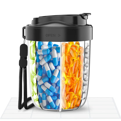 7 Grids Large Pill Cup Bottle Organizer Supplement Organizer for Holding 7 Various Vitamins Travel Pill Case Box Straw Container
